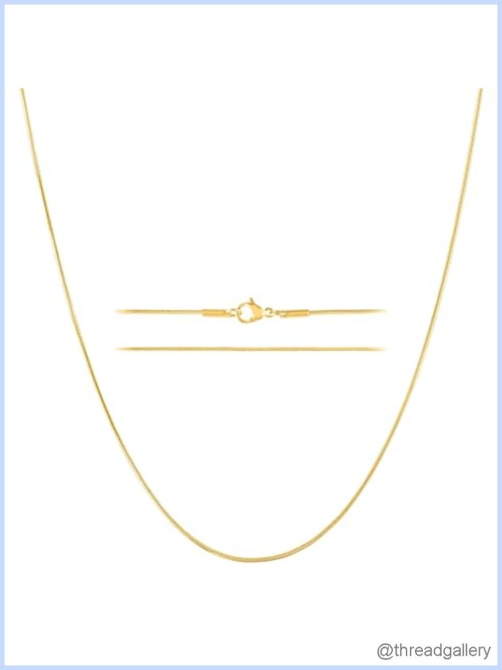 KISPER Snake Chain Necklace 24K Gold Plated Stainless Steel Thin Gold Plated 24